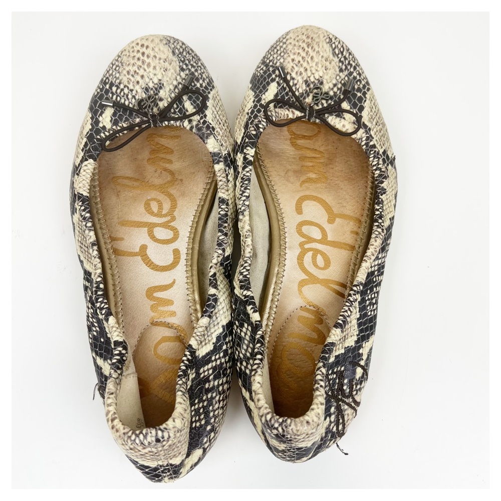 Sam‎ Edelman Felicia Ballet Flats Leather Snake Print Pattern Size 7